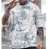 Casual T-Shirts for Mens Short Sleeve Tops 3d Compass Printing Clothing Oversized Summer Clothing Men's Shirt Tees