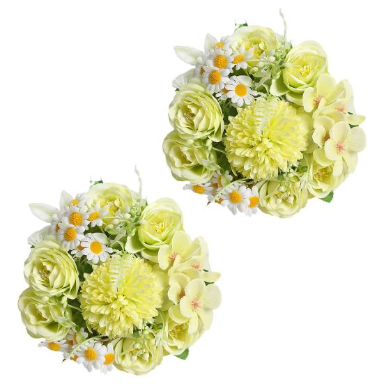 2 stk Falsk blomsterbukett Simulerte tusenfryd Realistisk hortensia Roser Kunstige blomster for Hjem Bryllupsdekorasjon Fotorekvisitter