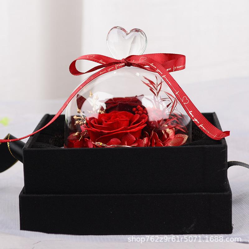 Valentinstagsgeschenk Ewige Blume Liebe Glasabdeckung Rose Blume Geschenk Trockenblume Schutz Blumenstrauß