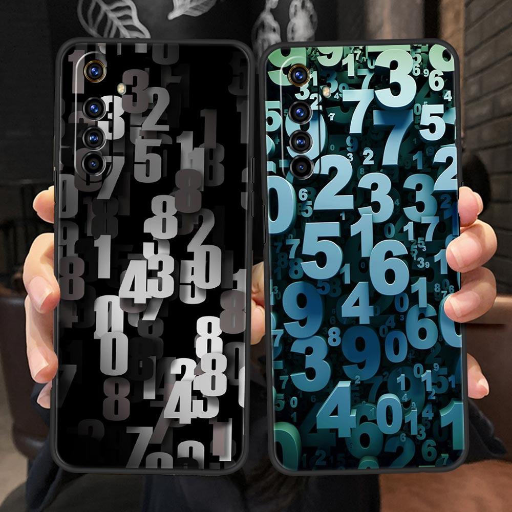 Number Pattern Soft TPU For Realme 13 12 11 10 9 Pro Plus GT3 GT2 C21 C25 C35 C53 C55 C67 Pro 5G Phone Case Cover Fundas Capas