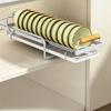 Dish Storage Rack Drawer Type Carbon Steel Frame Wooden Handle Organizer Rational Use of Space Drying Rack for Kitchen
