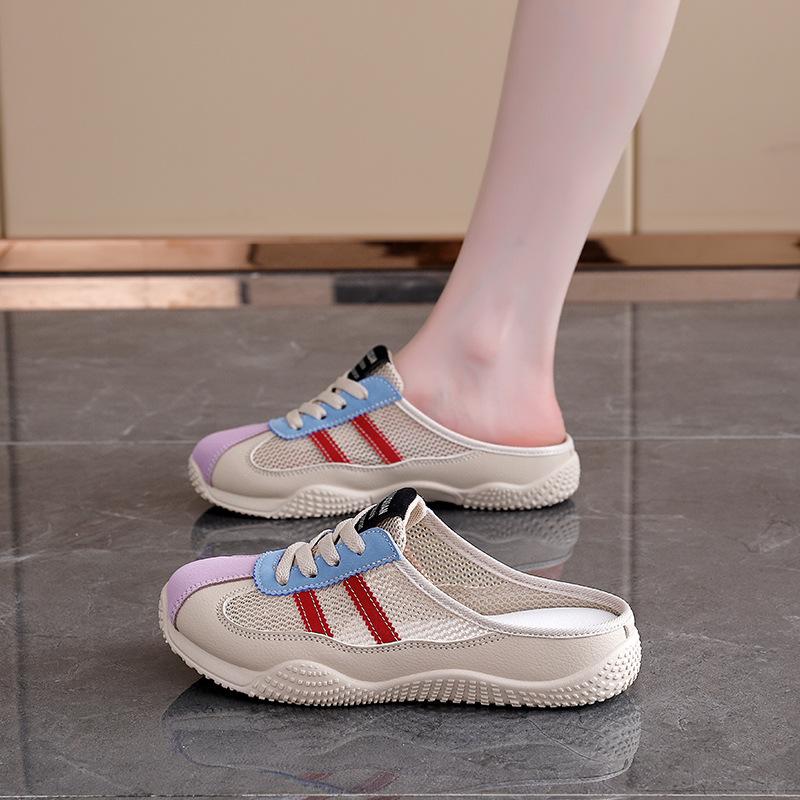 Women Shoes Summer New Breathable Mesh Half Drag Shoes Outdoor Comfort Non Slip Women Platform Sandals Casual Beach Shoes