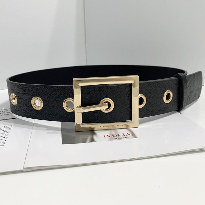 

Trendy Womens Black Waist Belt With Rectangle Alloy Buckle For Versatile Fall Looks