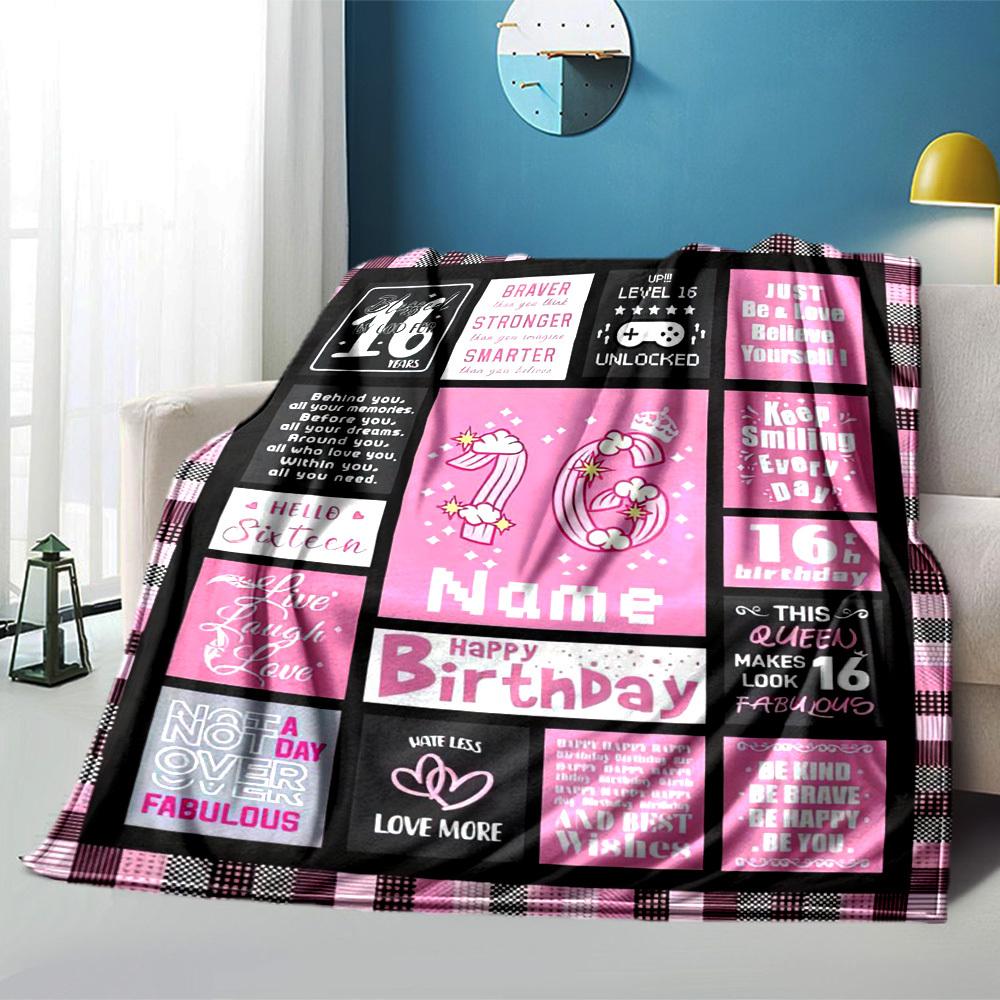 Birthday Gift Personalized Name Blankets Soft Cozy Lightweight Allseason Multipurpose Blanket For Picnic Sofa Office Bed Living Room Suitable For