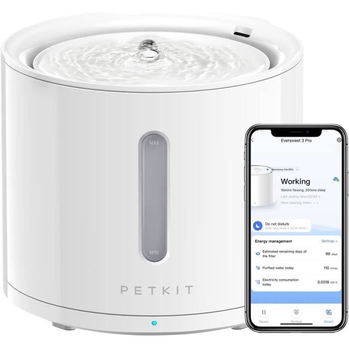 Fontaine D'eau Pour Animaux - PETKIT - EVERSWEET Solo 2 - 2L - Contrôle APP - Ultra Silencieuse