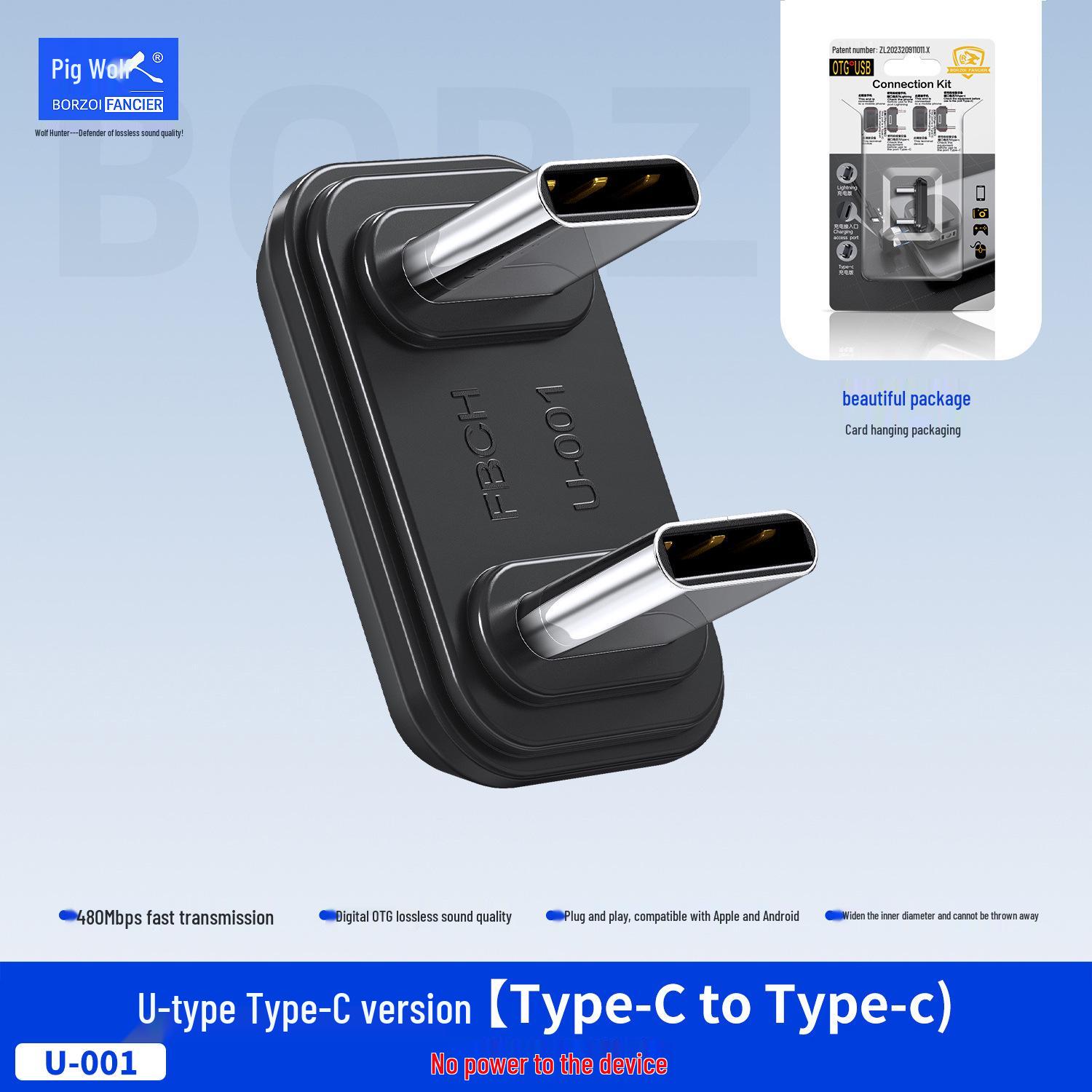 

U-Shaped OTG Multi-Function Adapter for Mobile to Connect Mic & Charge - Compatible with Apple & Android.
