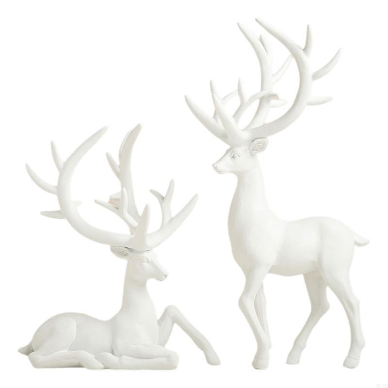 

KX4B Artistic Resin Deer Decorations Reindeer Sculpture Suitable For Living Room, Study, Or Office Display Deer Statue білий