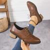 Britische Retro Oxford-Schuhe Freizeitschuhe Spitz zulaufende Arbeitsschuhe Quadratische Schnürschuhe Niedrige Schuhe Damenschuhe