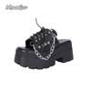 Fashion Women Summer 2025 Fashion Slippers Size42 Thick Heel Chain Rivet Decor Platform Slippers Punk Style High Heels Zapatos De Mujer