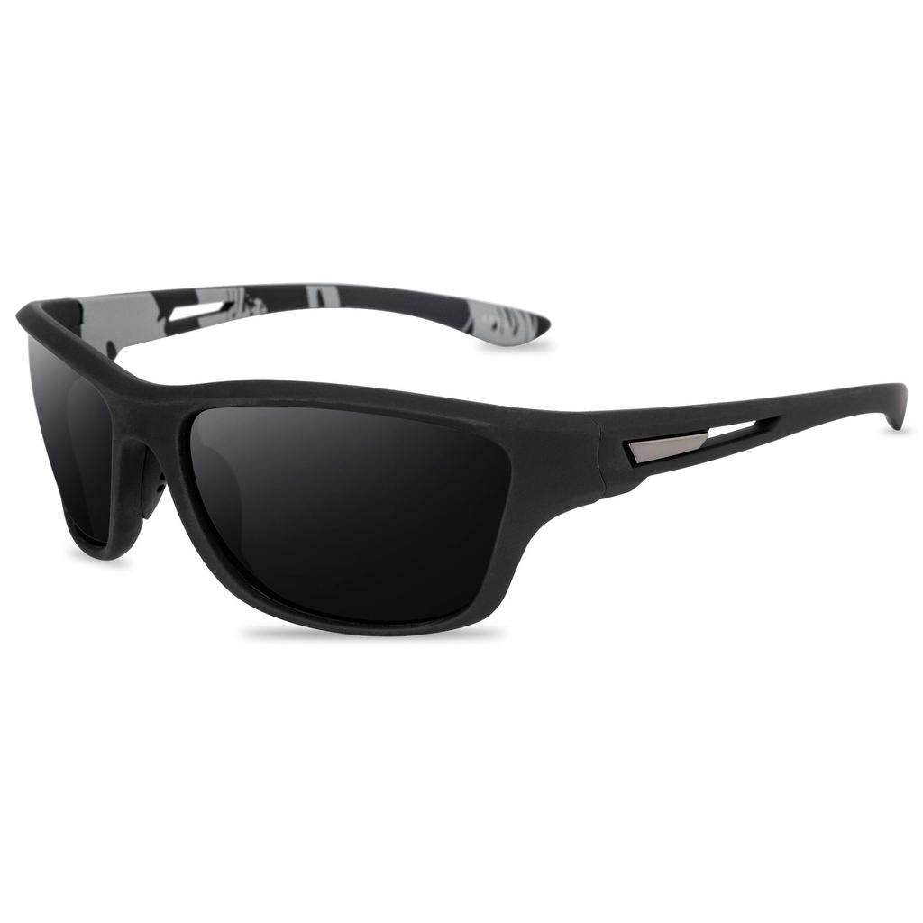 Bircenpro Occhiali Da Sole Per Uomo Polarizzati: Protezione UV Fibra di Carbonio Temple Sport Occhiali Da Sole Per La Guida, A-black Frame Black Lens