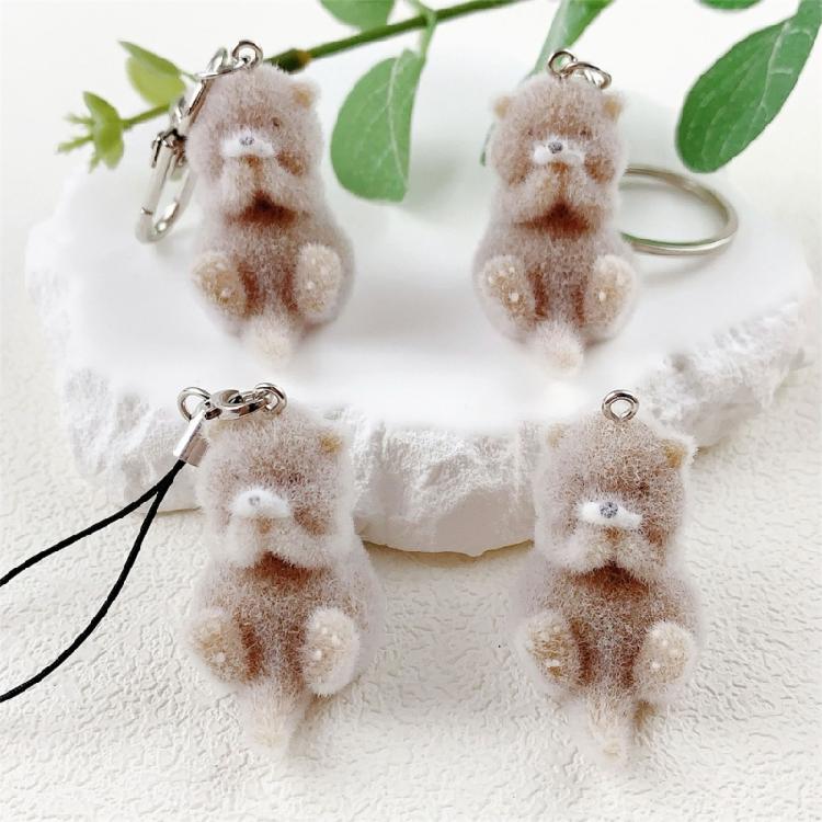 Charm Flocking Otters Pendant Multifuntional Phone Accessory Lovely Aesthetic Keychain Suitable for Woman and Girl