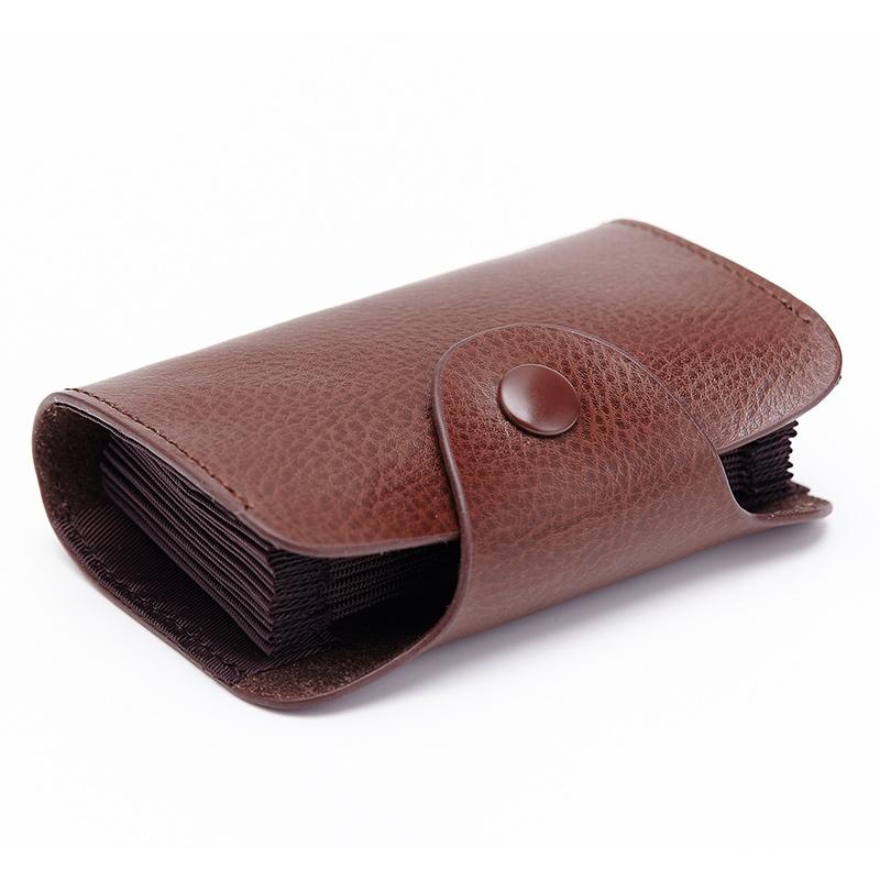 

Cow Split Leather Men & Women Credit Card Holder Solid Hasp Accordion Business Card Bag Unisex ID Card Wallet