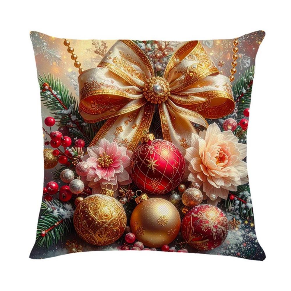 

Polyester Christmas Cushion Cover Checkered Pattern Throw Pillow Cover Sofa Decoration Home Decor Style 1