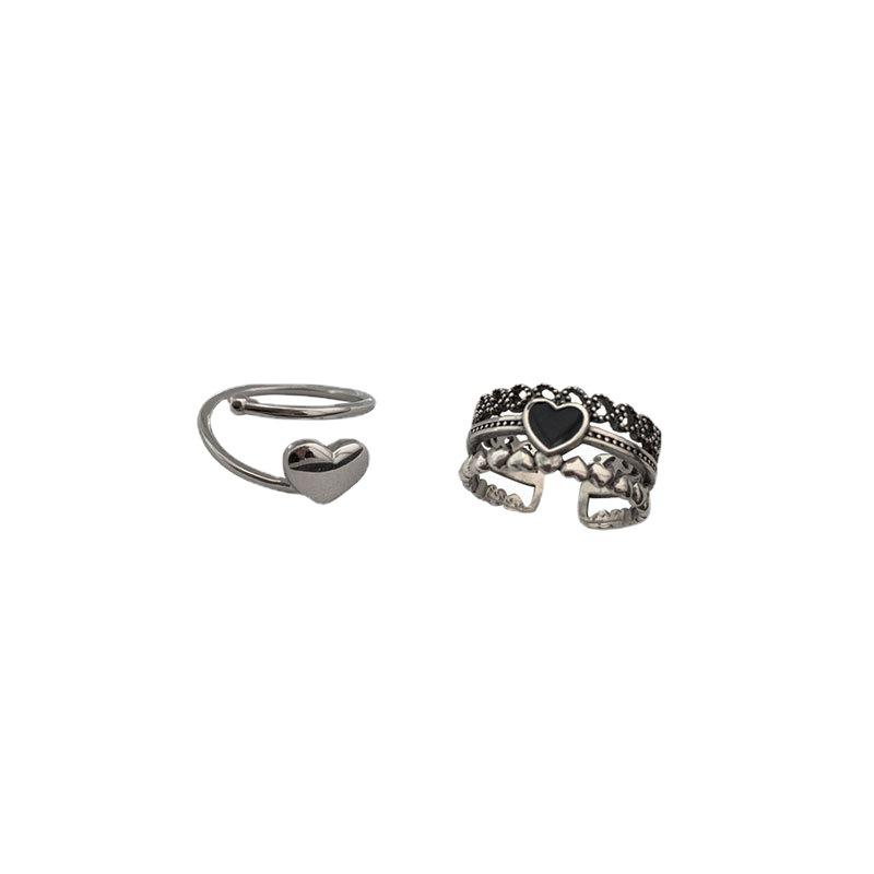 Korean Retro Heart-Shaped 925 Silver Open Ring for Women - Versatile, Trendy Design for Students and Everyday Wear