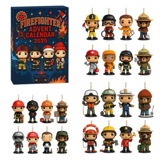 Christmas Advent Calendar 2025 24 Days Firefighter Countdown Calendar with Collectible Figures Holiday Gifts for Kids Adults