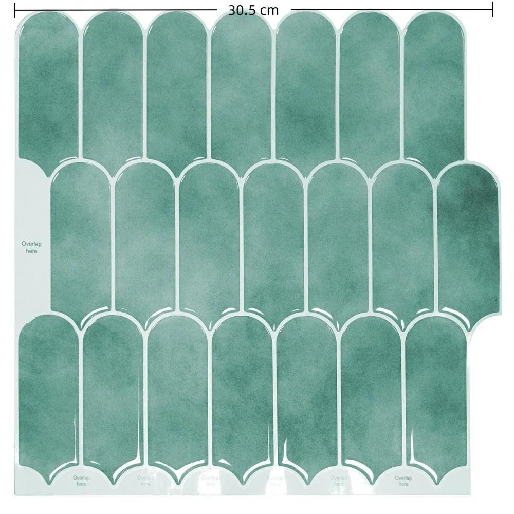 10PCS Self Adhesive 3D Wall Sticker Fish Scale PVC Tile Waterproof Mold Resistant for Kitchen Bathroom Backsplash Decor