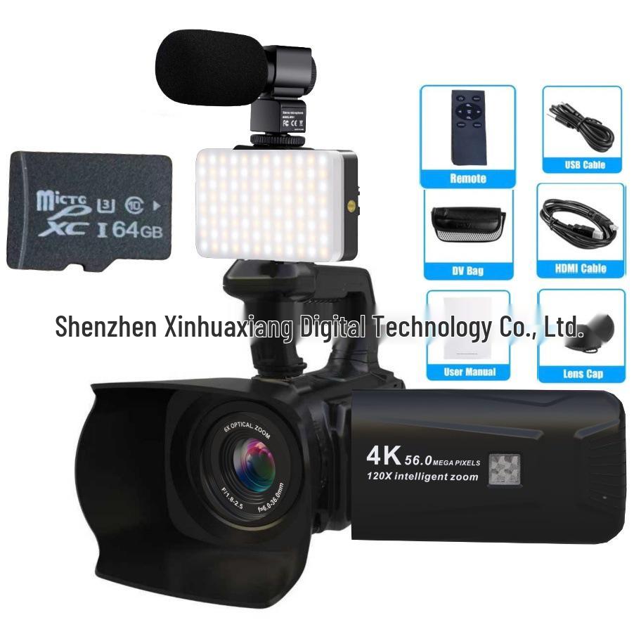 Cross-Border English Edition 4K 56MP Camcorder with 6x Optical, 120x Super Zoom - OZ024K