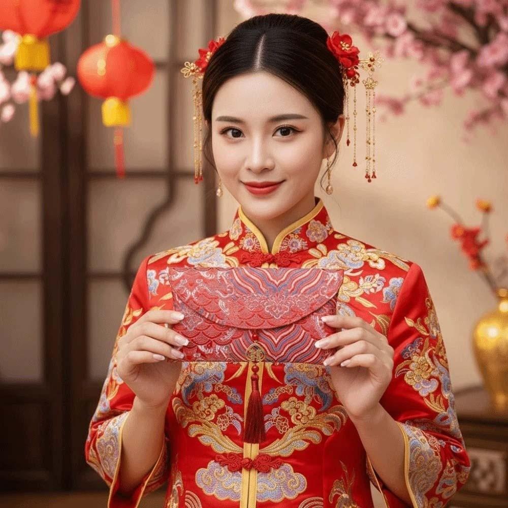 Traditional Wedding Hongbao Tassel Lucky Money Packet God of Wealth Red Pocket Gifts Packing Bags