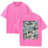 Vintage Washed Anime Character Print T-shirt Men Casual Loose Streetwear Cotton Short Sleeve Tops