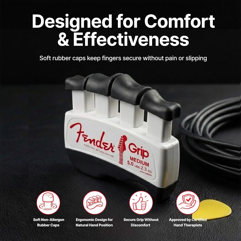 Fender GRIP Hand and Finger Exerciser (Medium - 5 lb/2.3 kg) - the ultimate ergonomic finger stre...