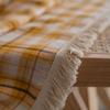 American Style Cotton Linen Plaid Curtains Bedroom Curtains with Tassel Semi-shading Kitchen Valance Drapes for Living Room