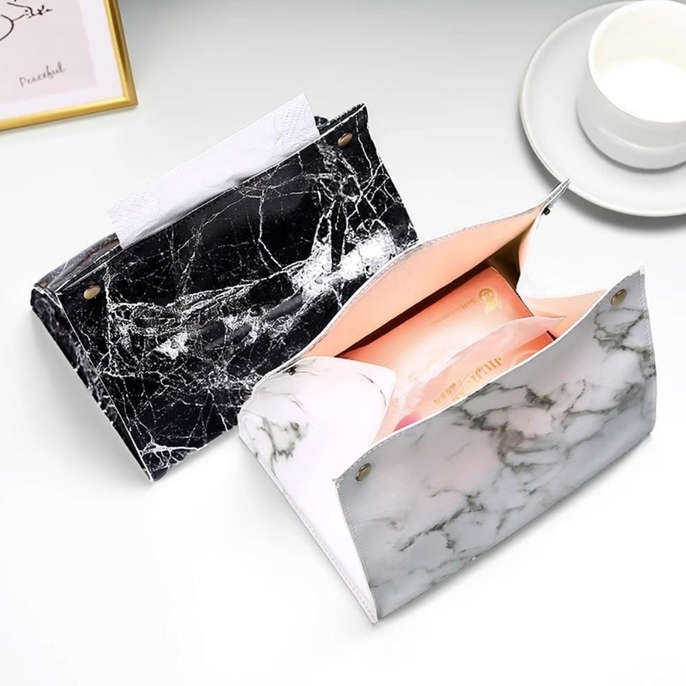 Marble Pattern Napkin Container Decorative Car Tissue Box Nordic Paper Tissue Case Bathroom