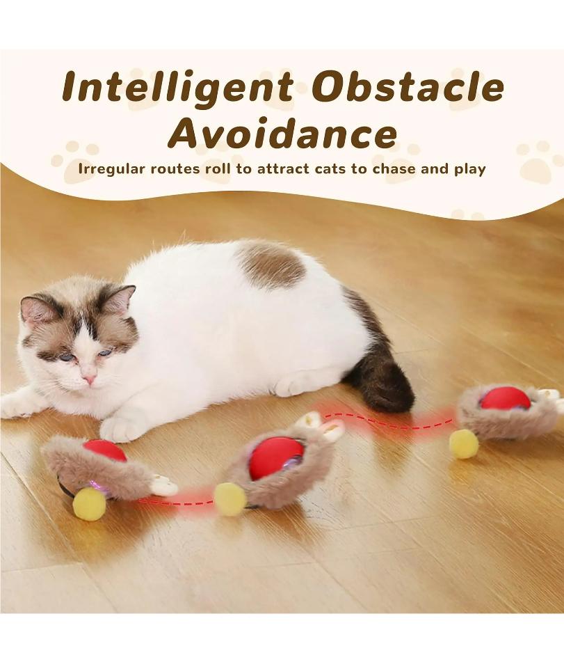 Interactive Cat Toy Fur Ball Auto Rolling Balls Pet Cats Teaser Automatic Electric Smart Game Plush Toys Stimulator Training