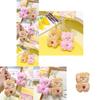 Charming Jinnew Cream Bear Plush Keychain Brown And Pink Cartoon Style Key Accessory