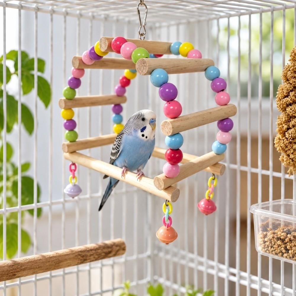 Wood Parrot Swing Toys Non-slip Parrot Climbing Toy Training Stand Pet Chewing Toy Cockatiel