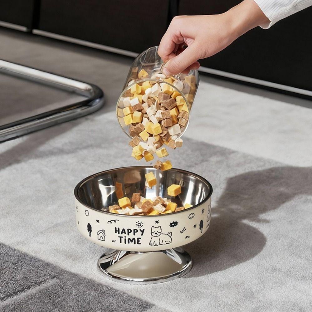 Cartoon Pet High Foot Bowl Large Capacity Neck Protection Cat Food Water Bowl Detachable Stainless Steel Pet Food Bowl
