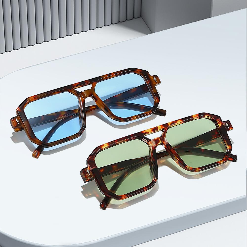  New Ins Popular Fashion Double Bridges Square Women Sunglasses Vintage Rivets Men Candy Color Sun Glasses Shades UV400