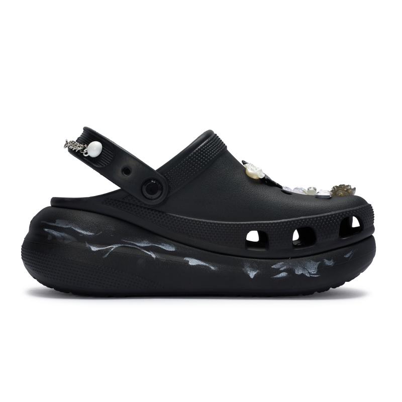 Crocs 811 Manufacture Classic Crush Butterfly Sweet Cool Style Hole Shoes Unisex Black