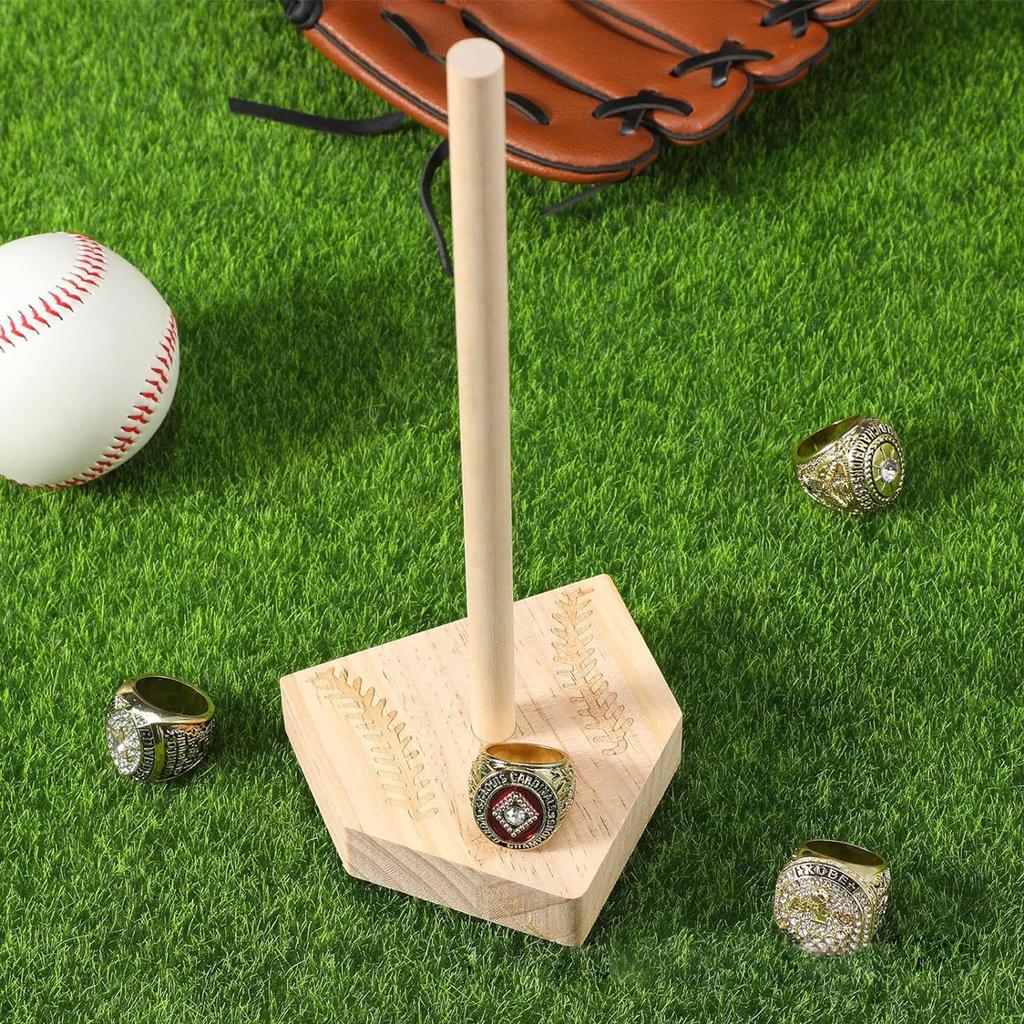 Baseball Rings Holder Baseball Display Case Championship Rings Display Holder Wood Material Jewelry Storage Holder