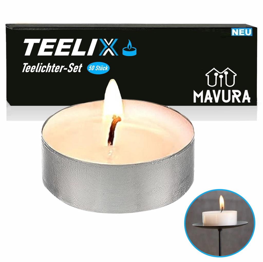 TEELIX Tealight Candles Set Tea Candles Tealight Oven Aluminum Cup Unscented 50s