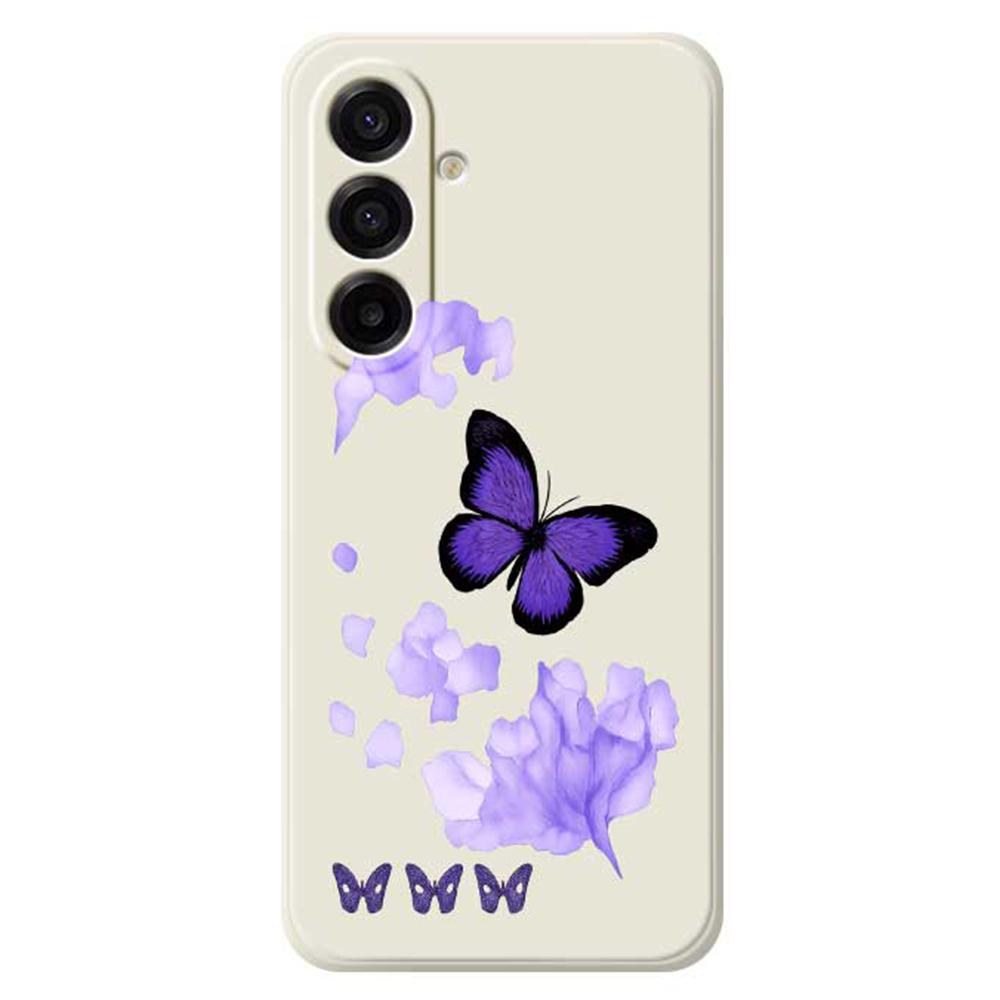 For Samsung Galaxy A17 5G Case Purple Butterfly Pattern Printing Straight Edge TPU Phone Back Cover