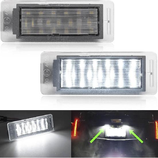 Xenon White LED License Plate Lights for Buick Encore Verano Enclave Envision LaCrosse Cadillac CTS XTS SRX ELR Chevy Equinox GMC Acadia Terrain Rear
