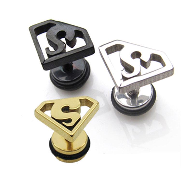 

E9 Титановая сталь Супермен Геометрические треугольные серьги-пусеты - Модные унисекс аксессуары золотой