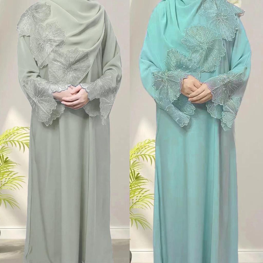 Women's Muslim Ladies Robe Malay Indonesian Dress with Hijab