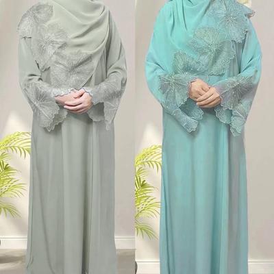 Women's Muslim Ladies Robe Malay Indonesian Dress with Hijab