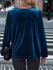 Autumn/Winter Women's Golden Velvet High Neck Puff Sleeve Top