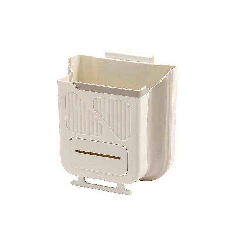 Foldable Wall-Mounted Trash Bin - Punch-Free, Large Capacity for Kitchen & Bathroom