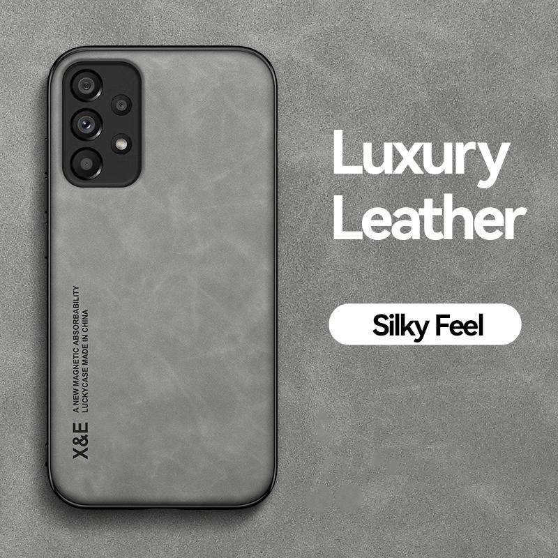 Build-in Magnetic Luxury Leather Phone Case For Samsung Galaxy A51 A71 A21S A12 A52 A72 A33 A53 A73 A13 M33 A50 Matte Back Cover
