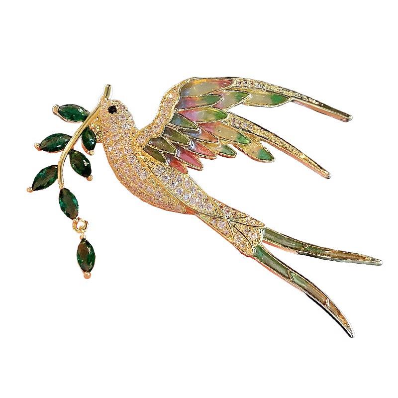 Chinese Magpie Brooch: Luxury Retro Bird Pin for Cheongsam