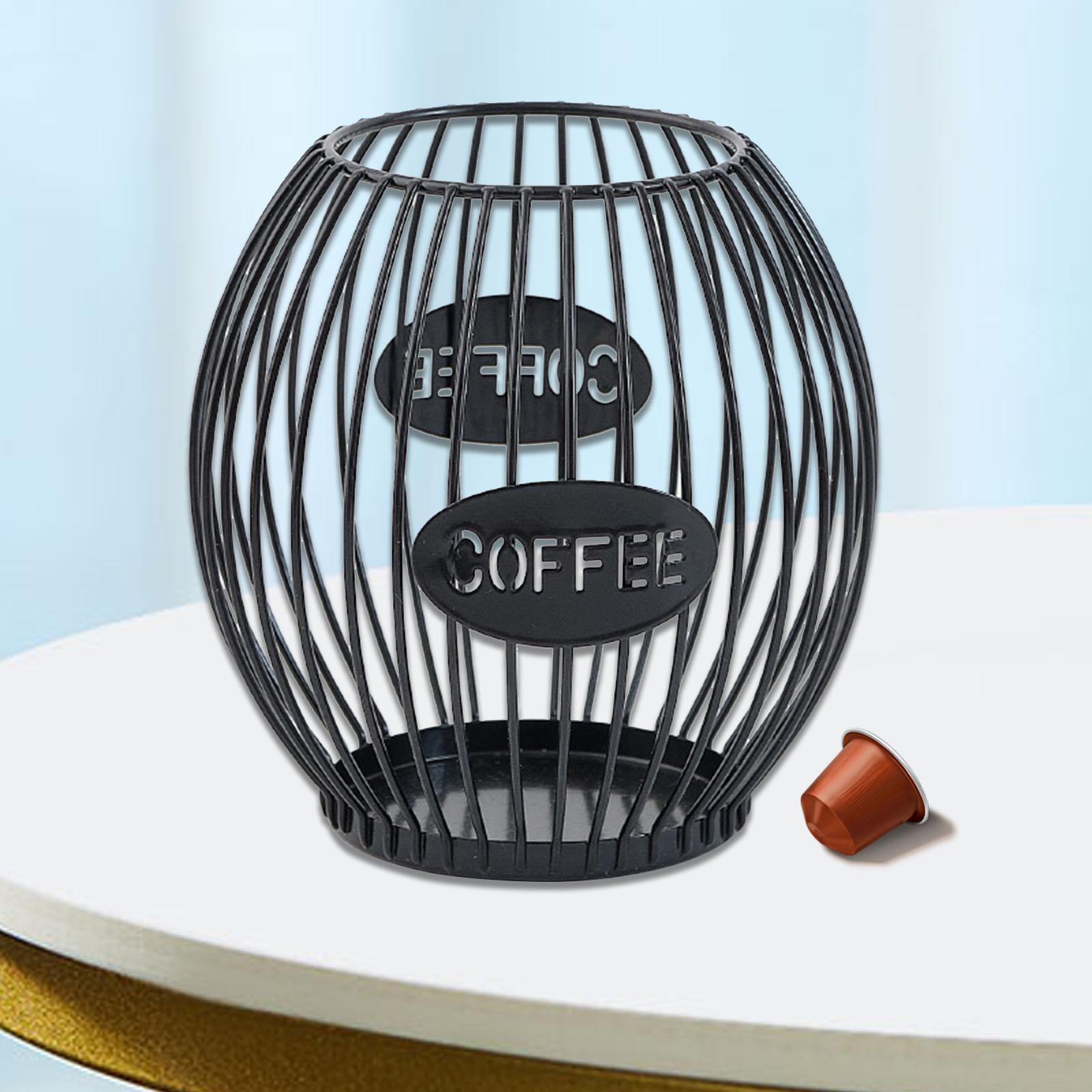 

Coffee Pod Holder Desktop Organizer Espresso Capsule Holder Wrought Iron Storage Basket for Cafe Office Bar Countertop Table