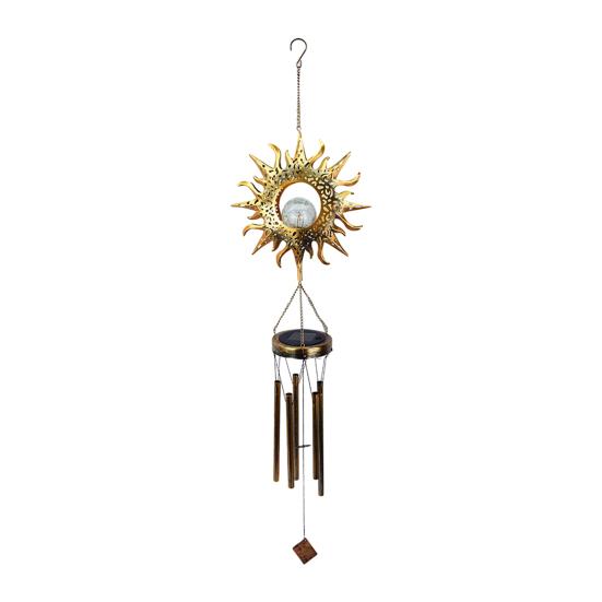 Solar Wind Chime for Outside Metal Waterproof Sun Moon Star Hanging Wind Chime
