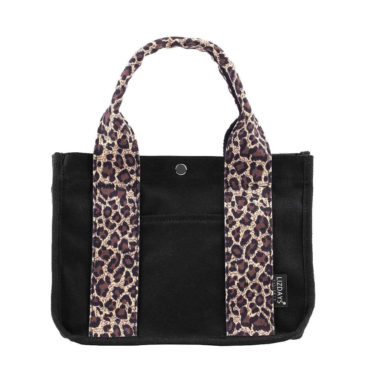 

Lizdays Tote Solid Multiple Pockets Leopard Women s Bag, Color, Small, Divided, Freestanding, (Black/Brown Print)