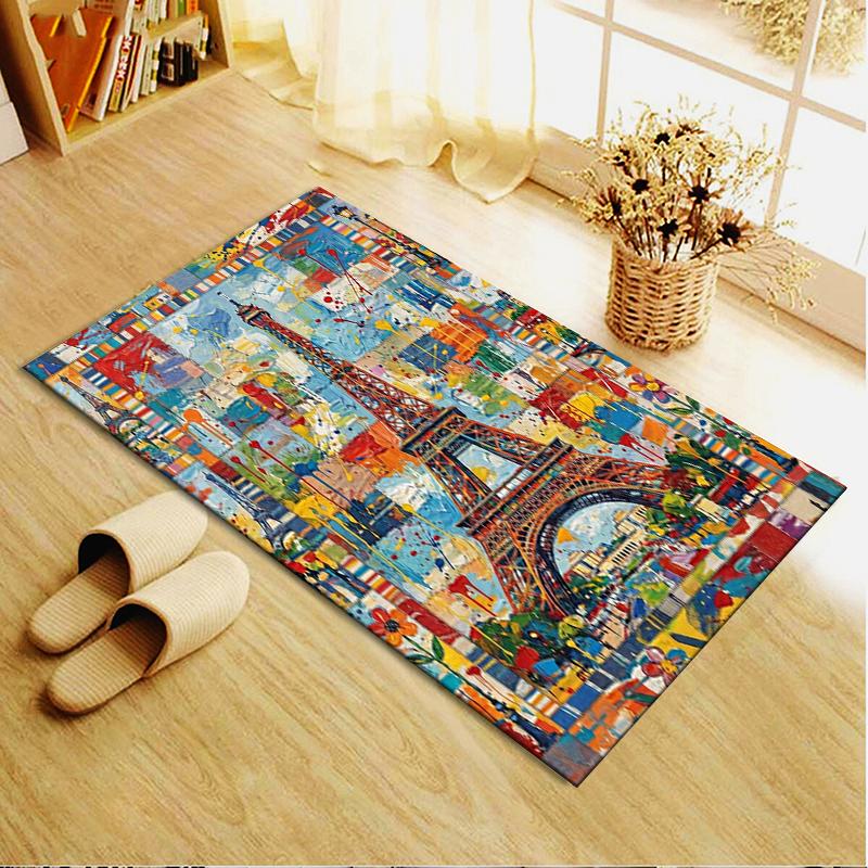 2025 New Paris Eiffel Tower Carpet Rug for Living Room Bedroom Home Sofa Decoration,Kids play Non-slip Floor Mat82