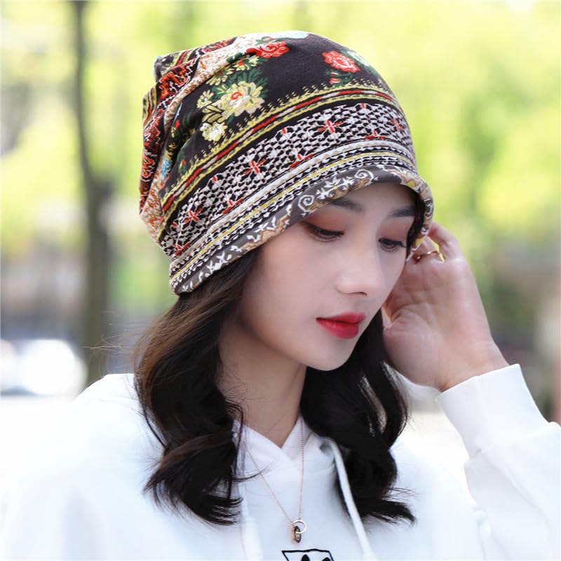 Knit Hat for Can Be Worn Tied Medical Care Ethnic Watch Knit Cap for Care UV Newsboy Knit Neck Winter [Electric Circus] Cap, Women, Up, Cap, Cap, Cap,