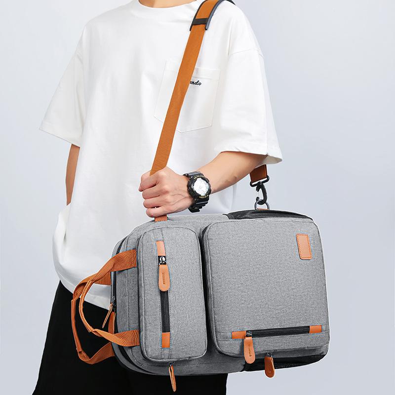 Schoolbag Men's Leisure Travel Backpack Large Capacity Shockproof Crossbody Computer Bag Waterproof European and American Retro Fashion Backpack