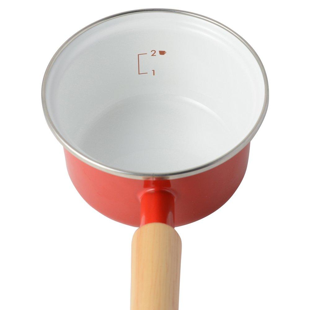 Fuji Enamel Induction Cooking Compatible Mini Saucepan, 12cm, with Polyester Lid, Enamel Saucepan, C-12S, Red